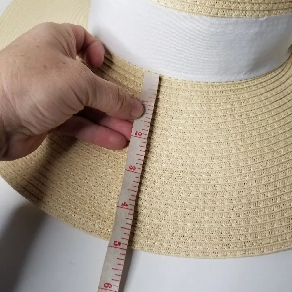 Sun hat beach vacation widebrim straw floppy hat one size Women's